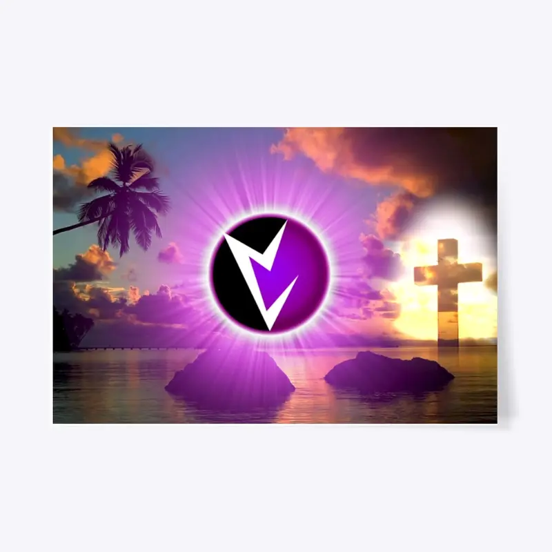 Vril Sunset Emblem Cross Poster